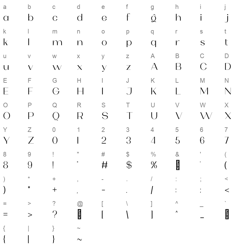 OLARWE Regular Character Map