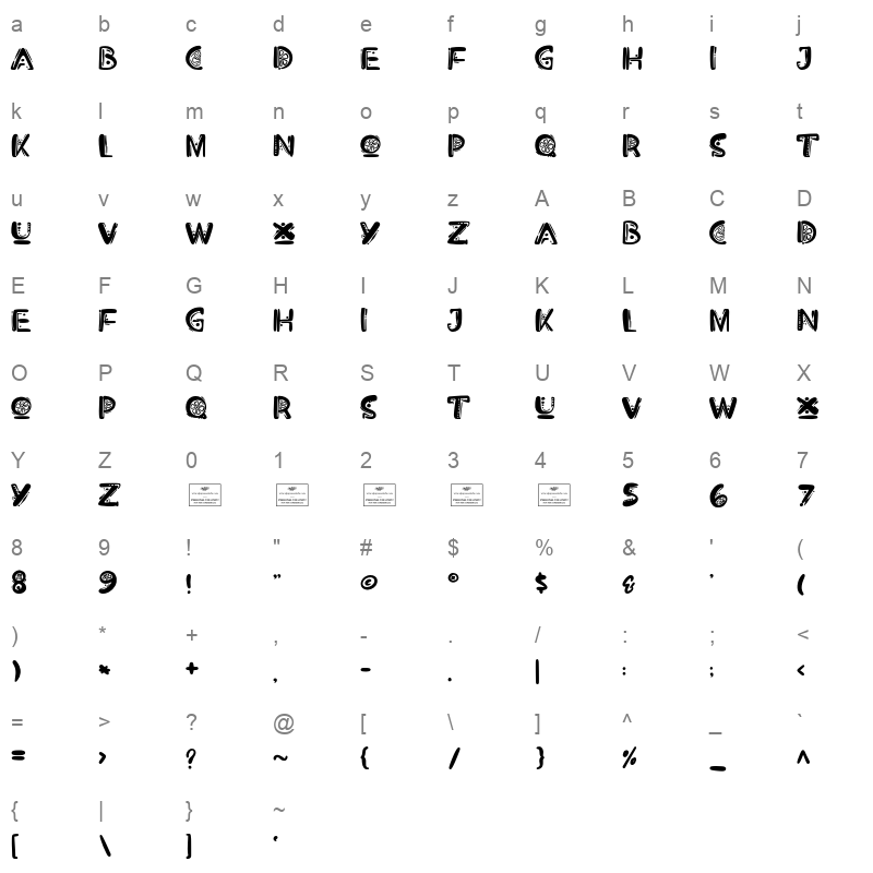 Orange Squash otf Character Map
