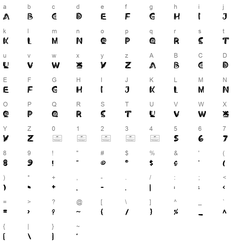 Orange Squash Character Map