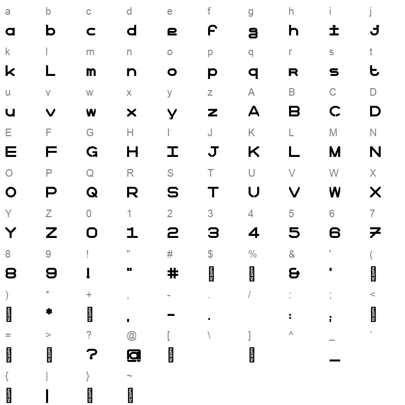 OTRtypeGX Character Map