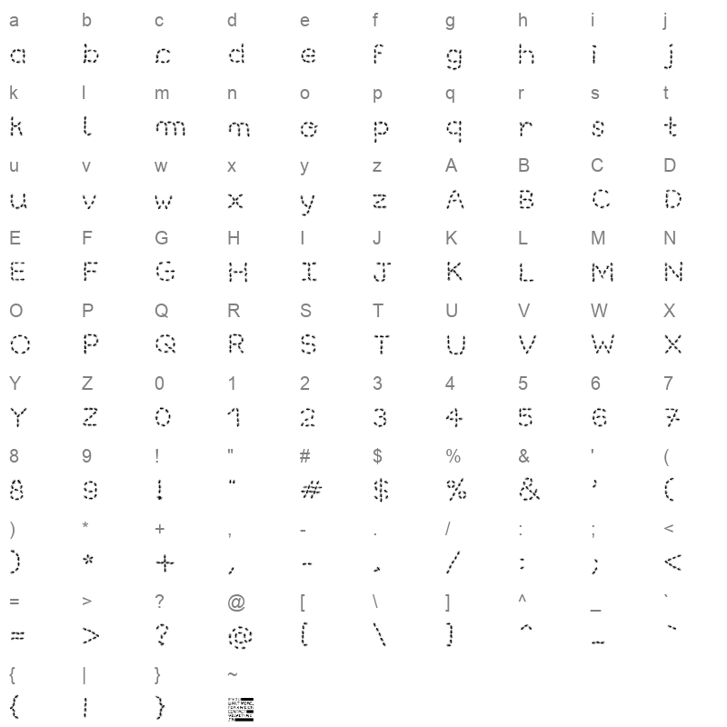 OuvrieresGX Character Map