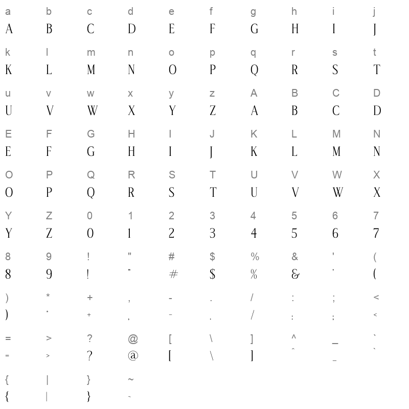 OWERSTINN Character Map