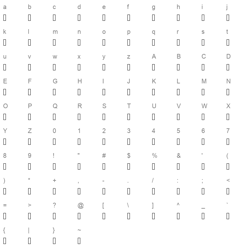 PakType Naskh Basic Regular Character Map