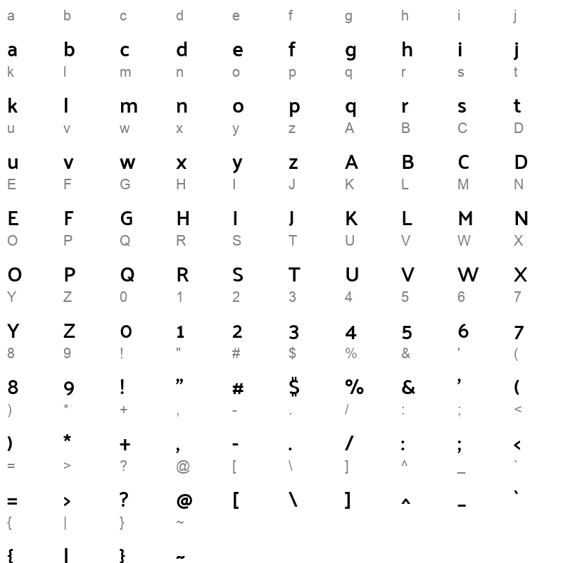 Palanquin SemiBold Character Map