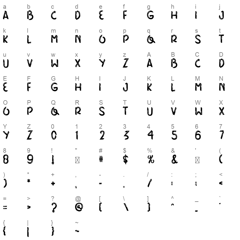 Paper Brush Character Map