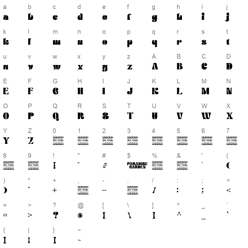 Paradise Garden Character Map