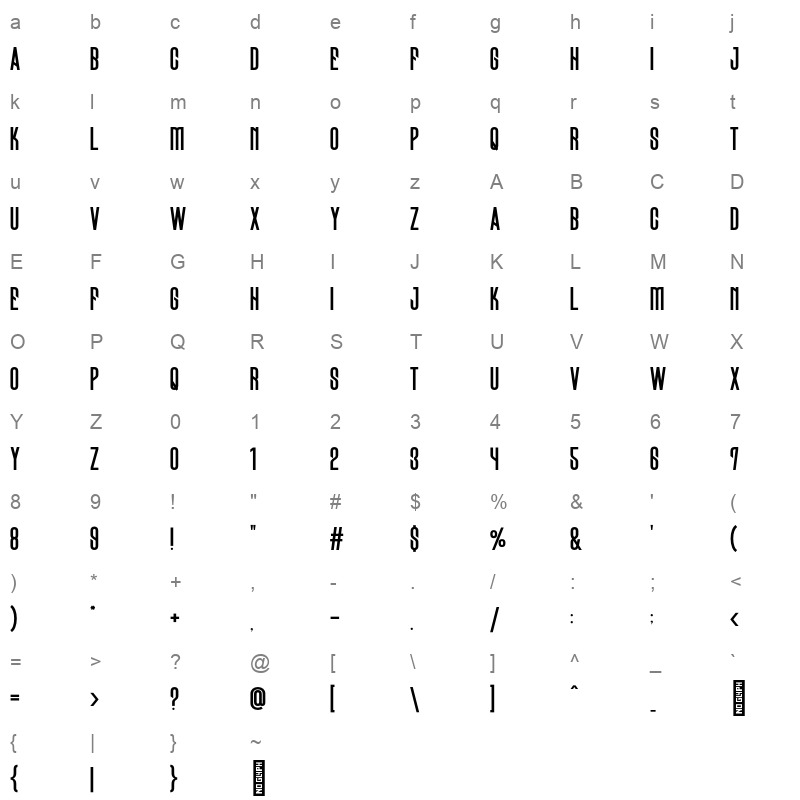 Paranomik Regular Character Map