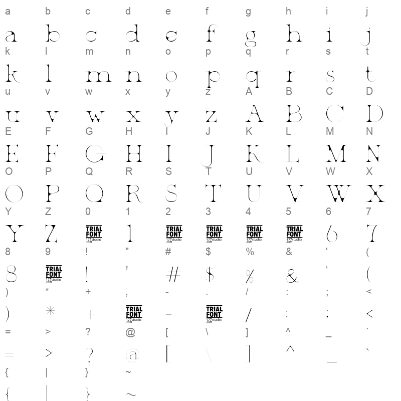 Patented Ramesh OTF Character Map