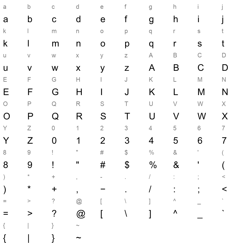 PDMS Mehran Regular Character Map