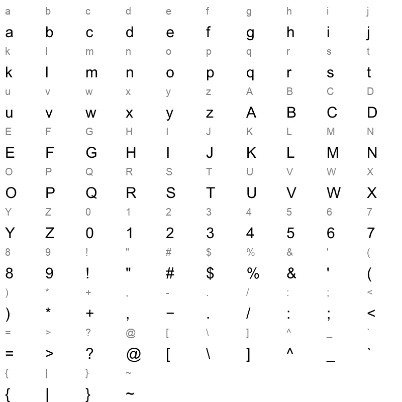 PDMS Nowshera Regular Character Map
