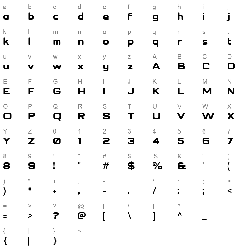 Pearce Character Map