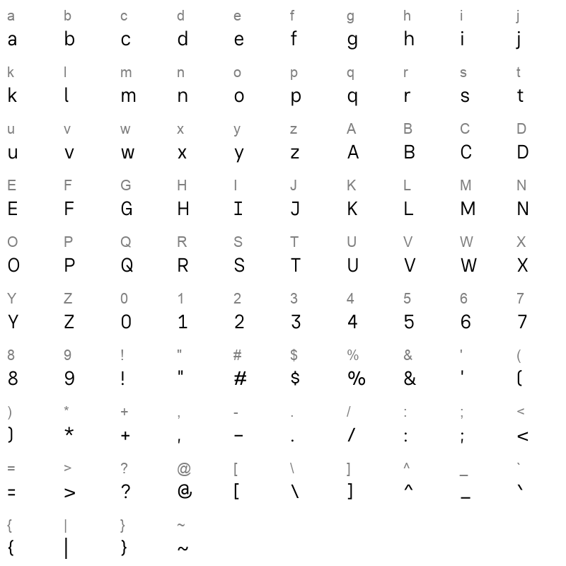 PhlattGrotesk Regular Character Map