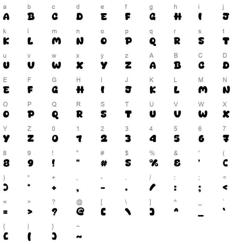 Pingsan Character Map