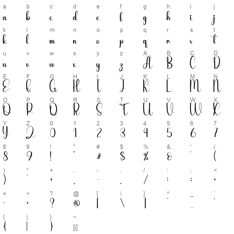 Pinion Character Map