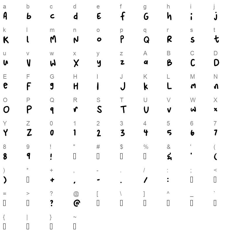 Pochirin Character Map