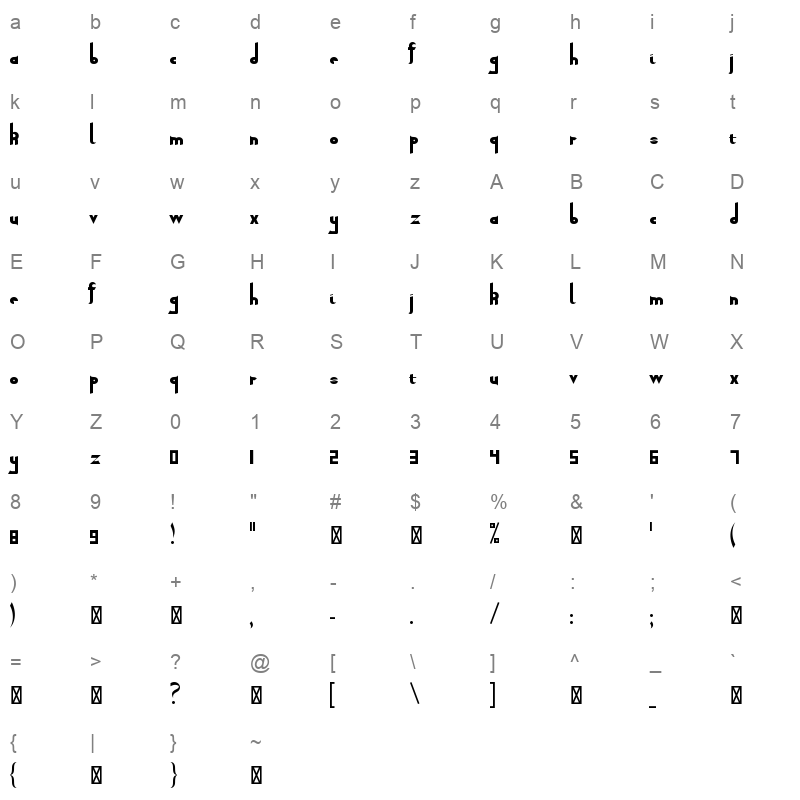 Qahiri Regular Character Map