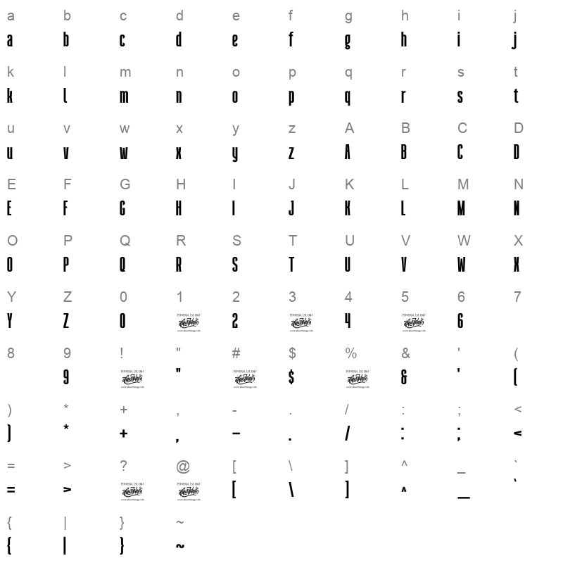 Querygrand OTF Character Map