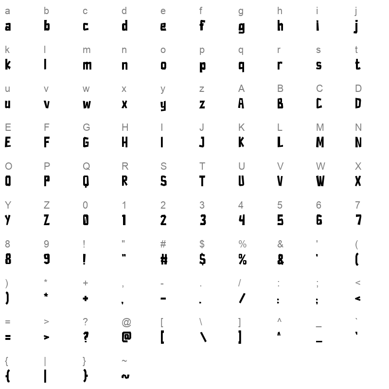 QuickDog Character Map