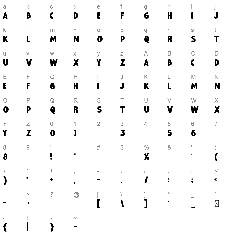 Quickle Character Map
