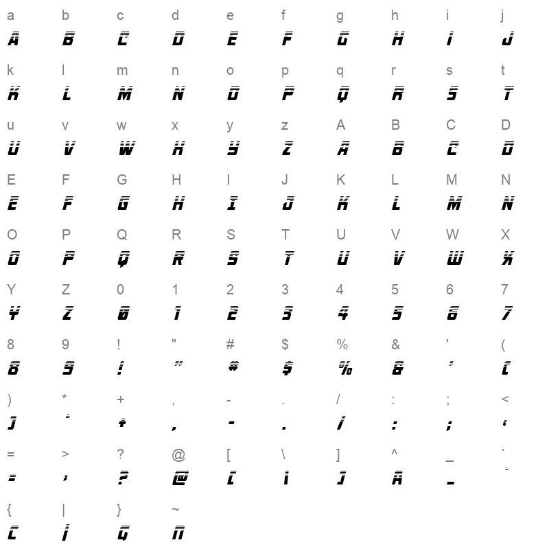 quicky nick halft one Character Map