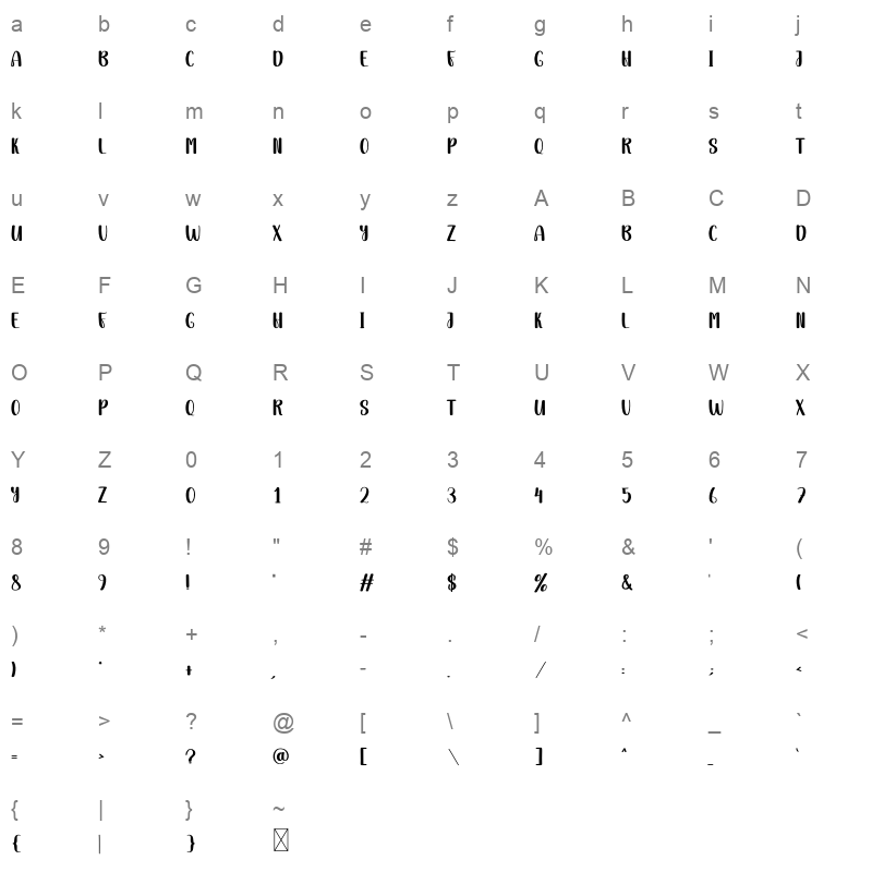 Quiet Night Character Map