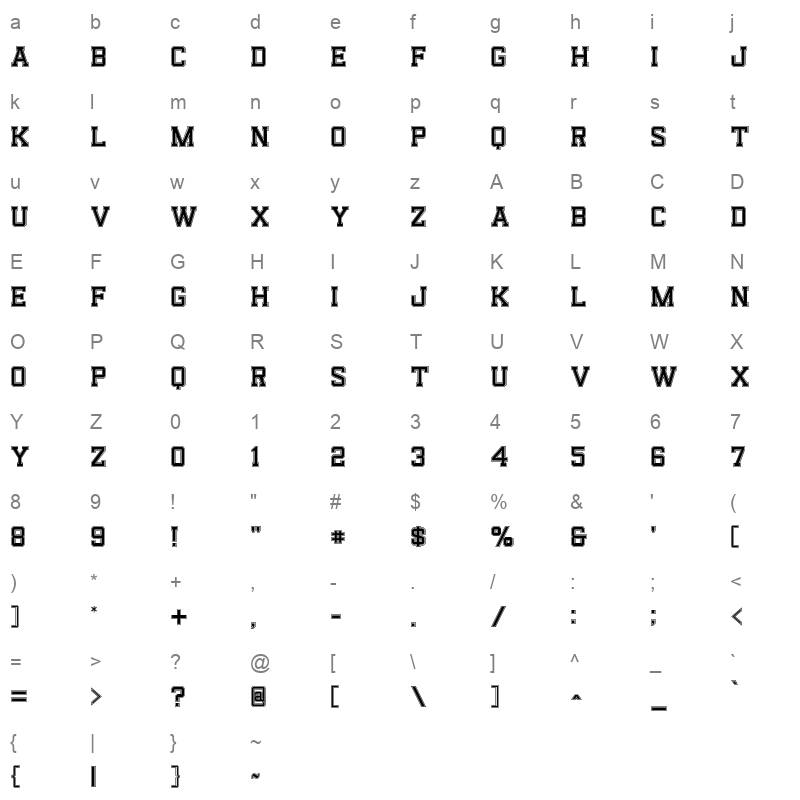 Reach Fill & Outline Character Map