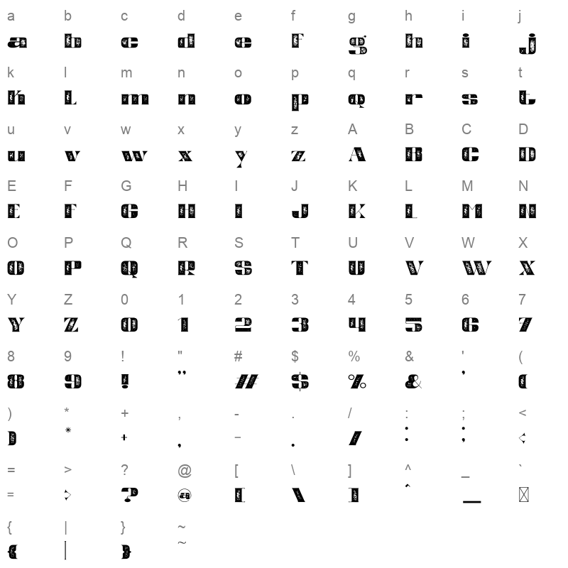 Reske Wuite Stamp otf Character Map