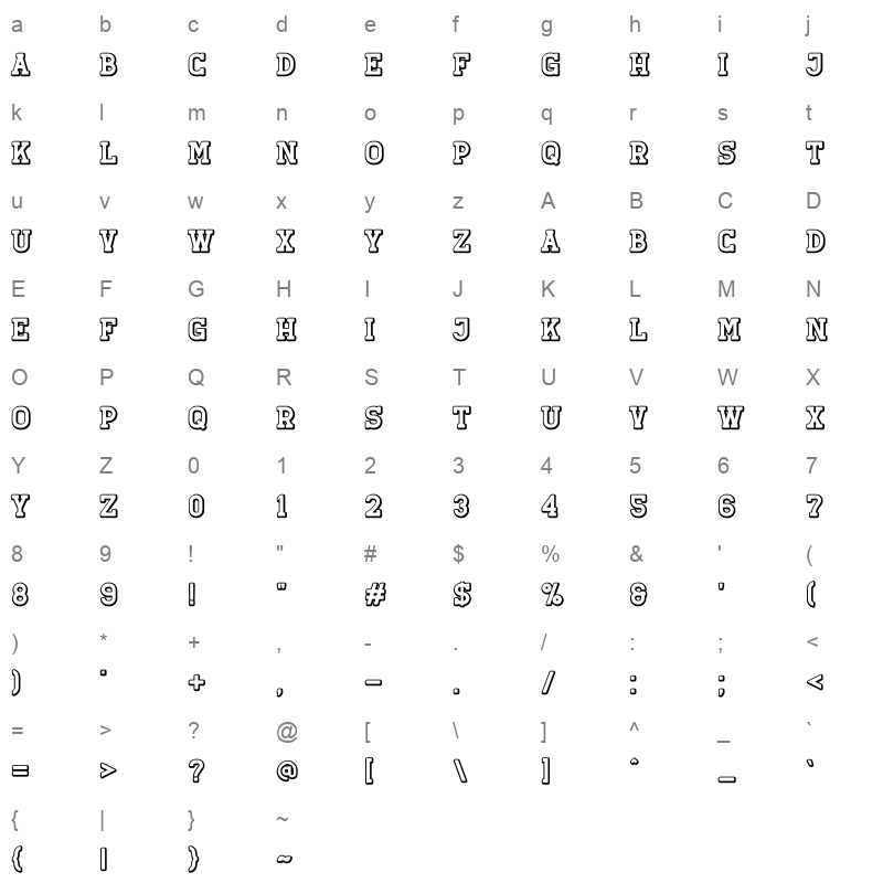 Retro Grade Shadow Character Map