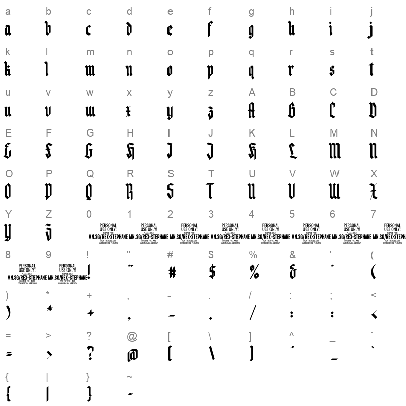 Rex Stephane Character Map