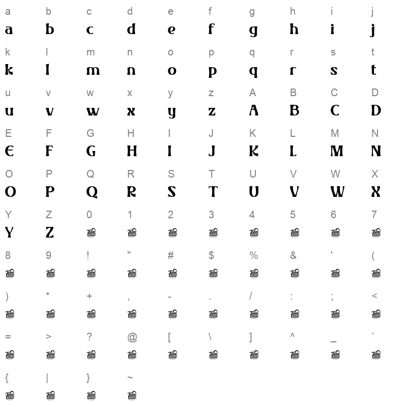 RHELAX Character Map