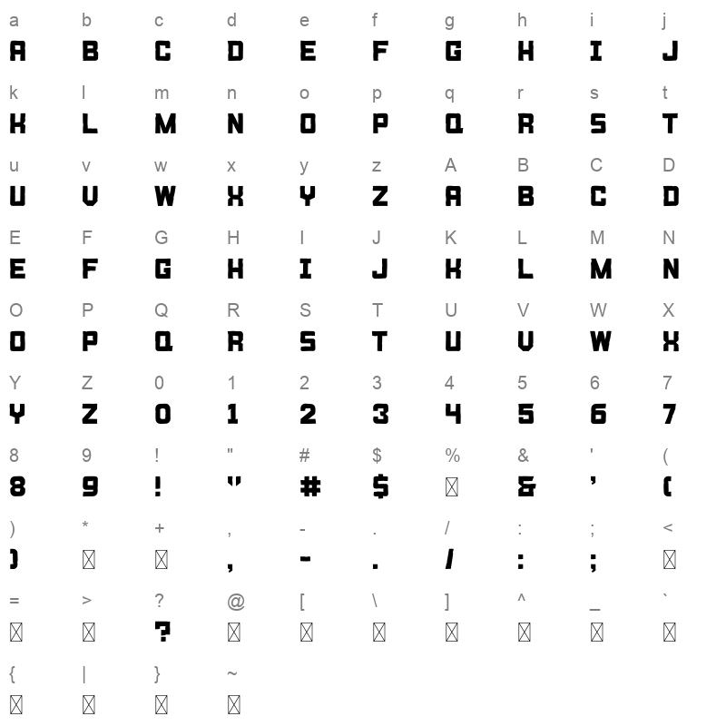 RockBro Character Map