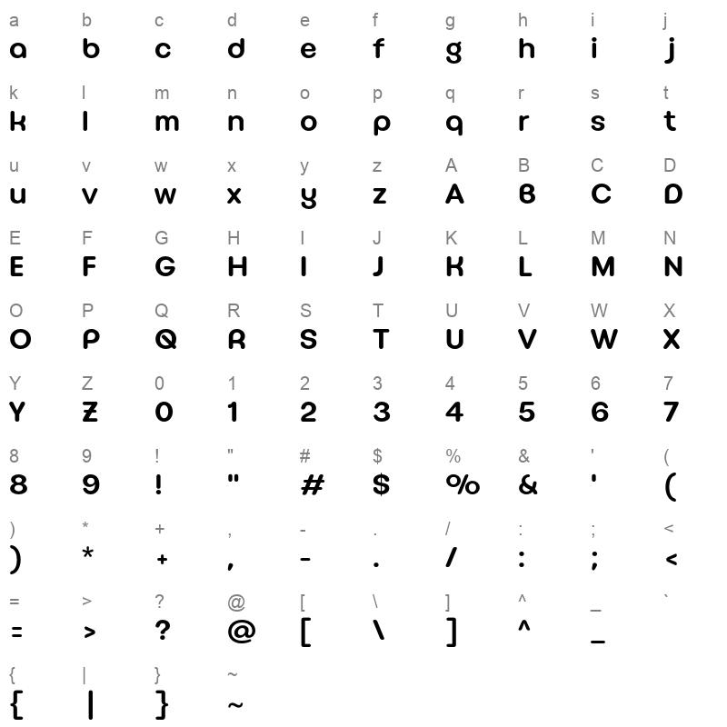Royce Semibold Character Map