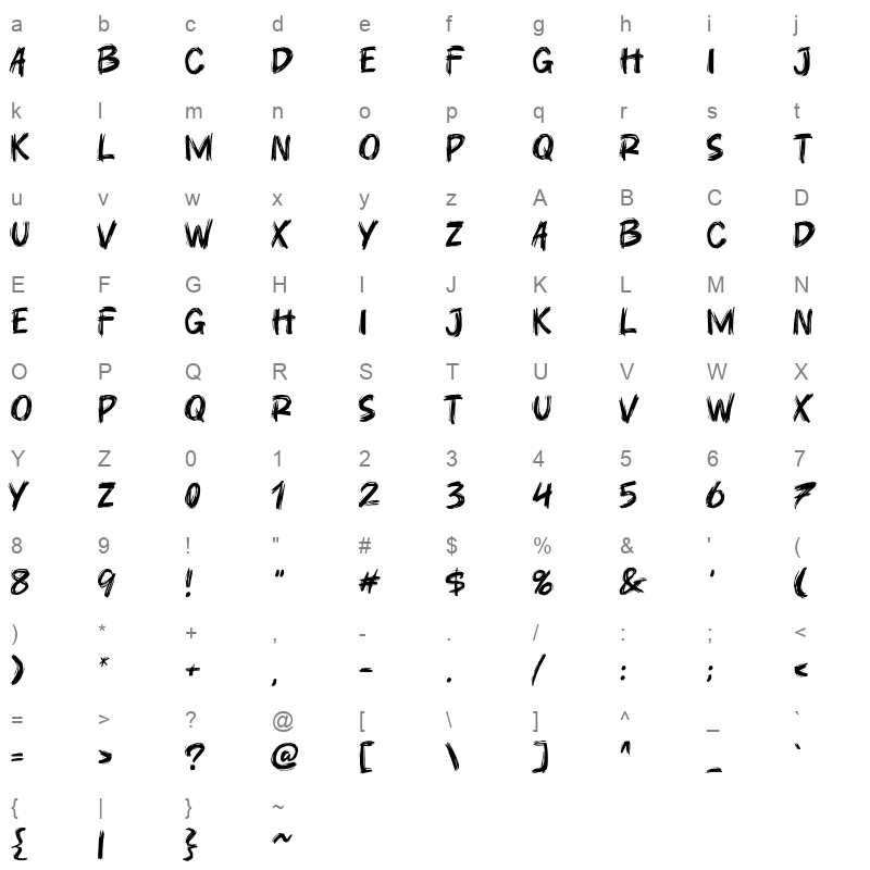 Runtoe otf Character Map