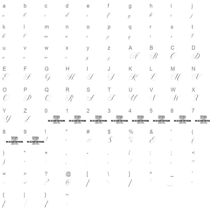 Saint Bartogenia Character Map
