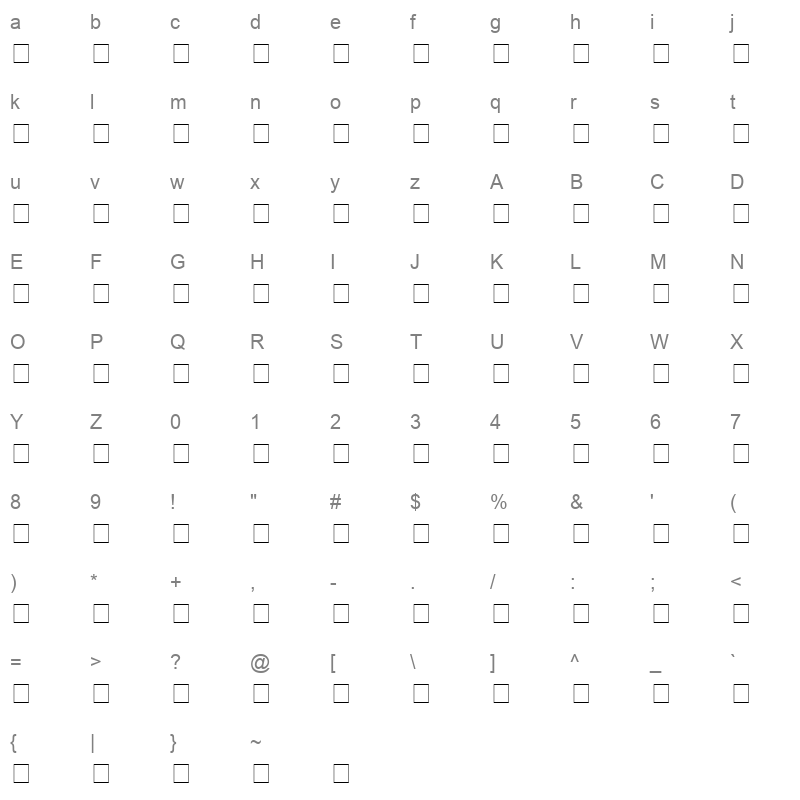 Sama Regular Character Map