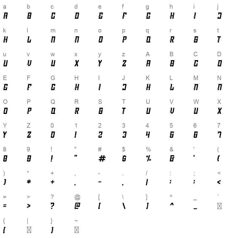 Samehada otf Character Map