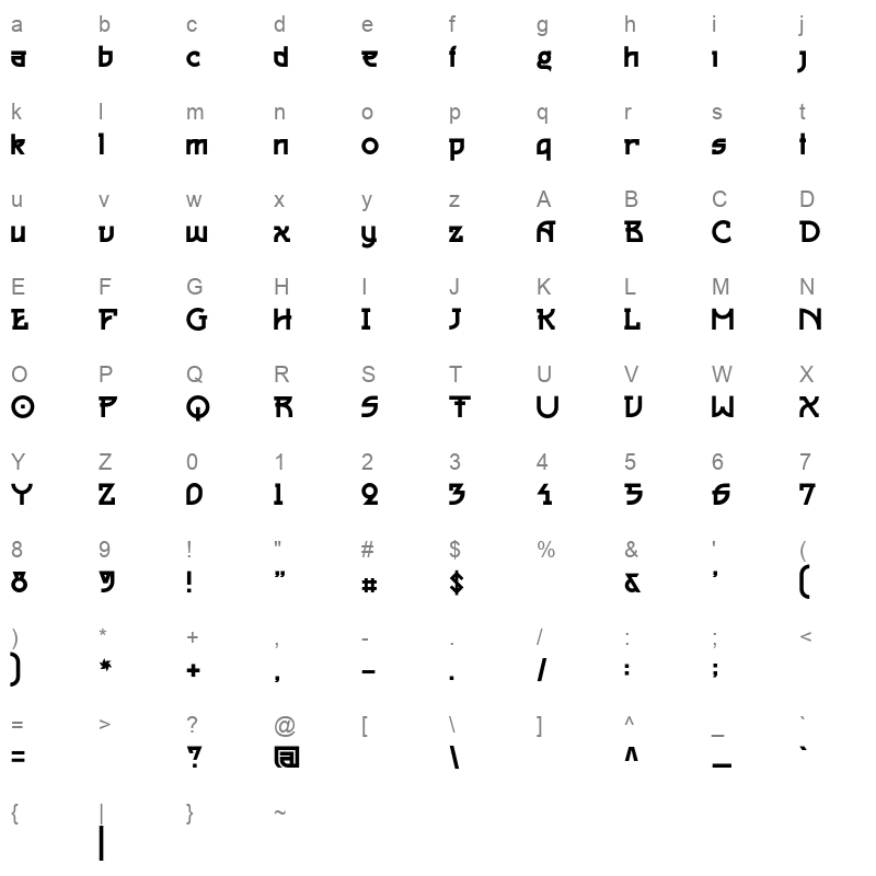 SanghaKali Regular Character Map