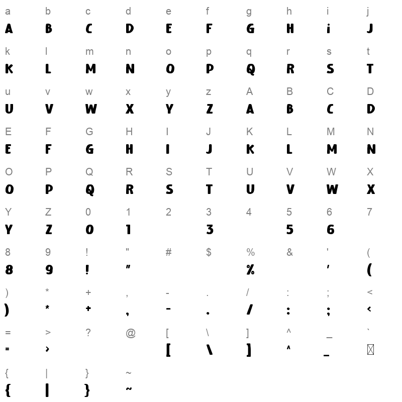 Santai Character Map