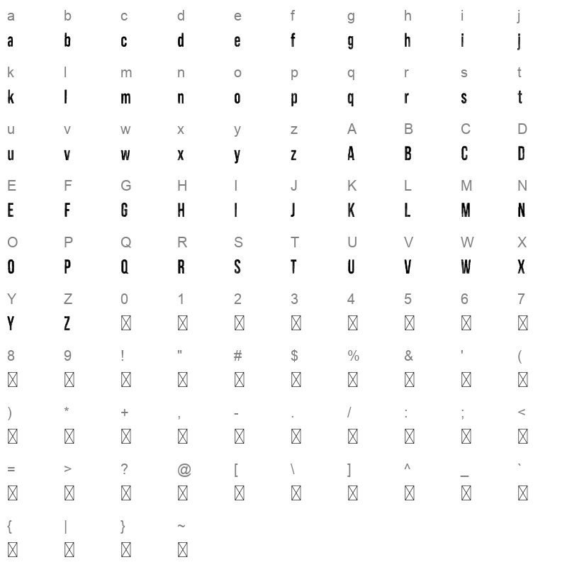 SD Noise OTF Character Map