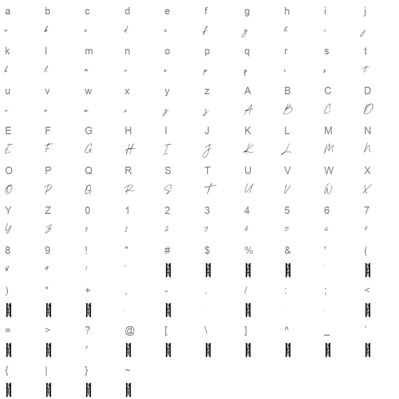 Selliboy Regular Character Map