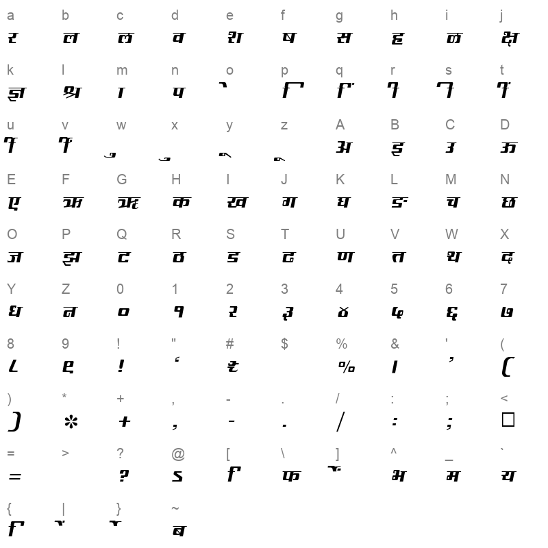 SHREE DEV 1015 Regular Character Map