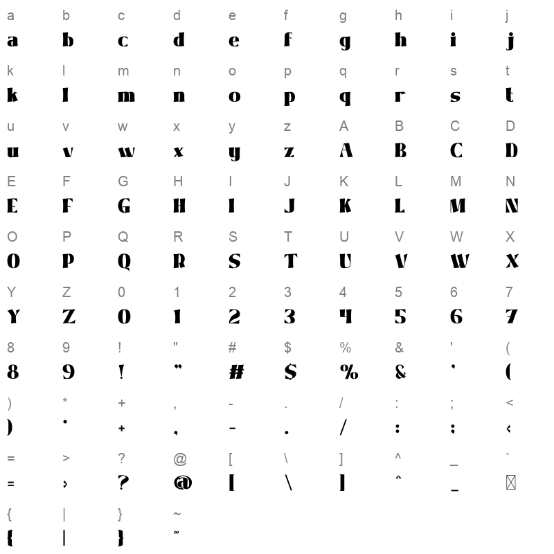 Siera Leone otf Character Map