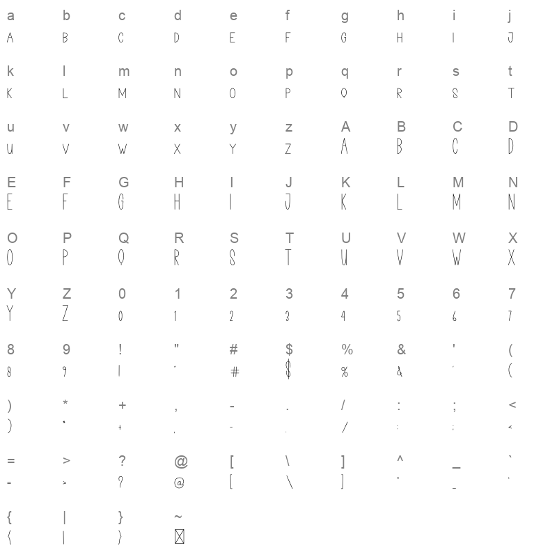 Simple Minimalist Character Map