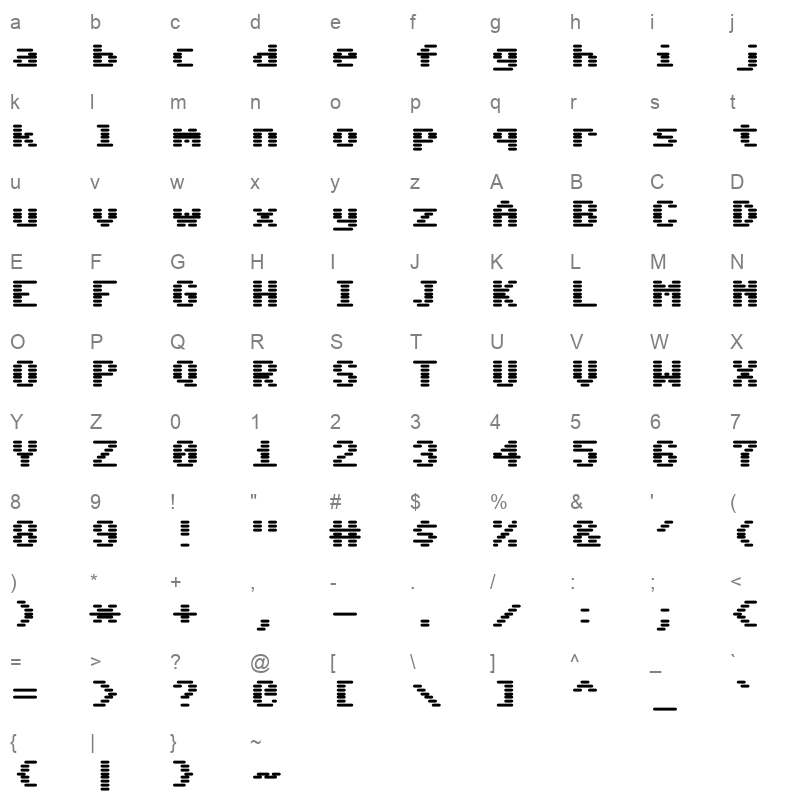 Sixty four Regular Character Map