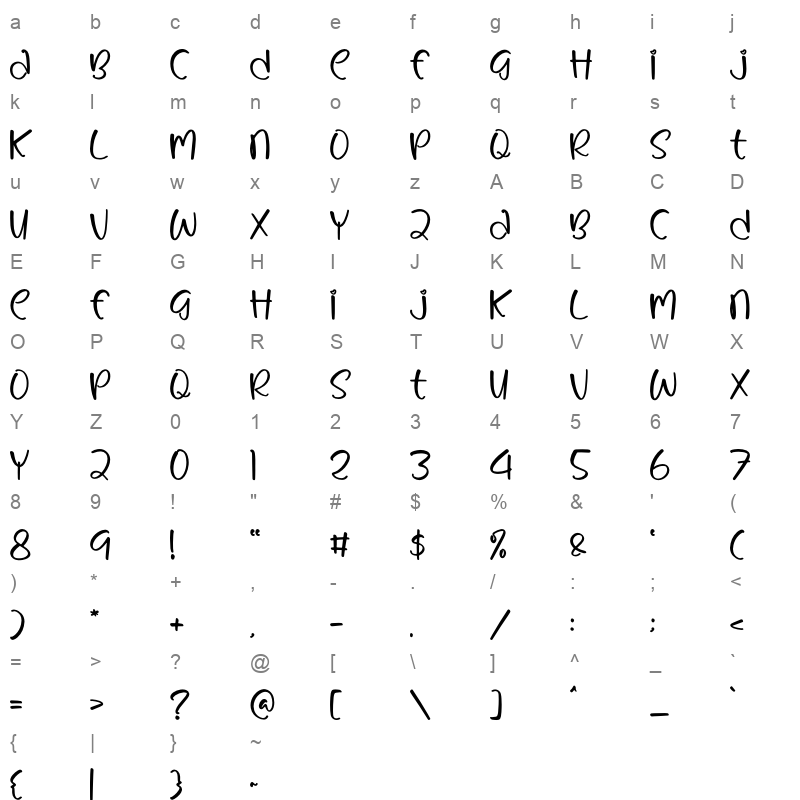Smile Water Character Map