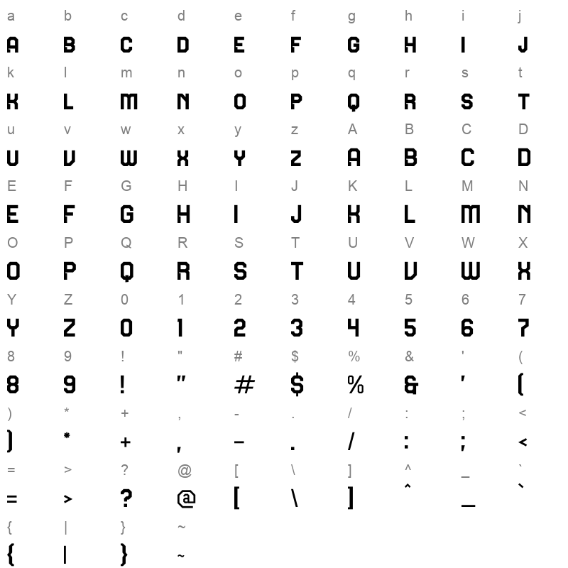 SMOKIND Character Map