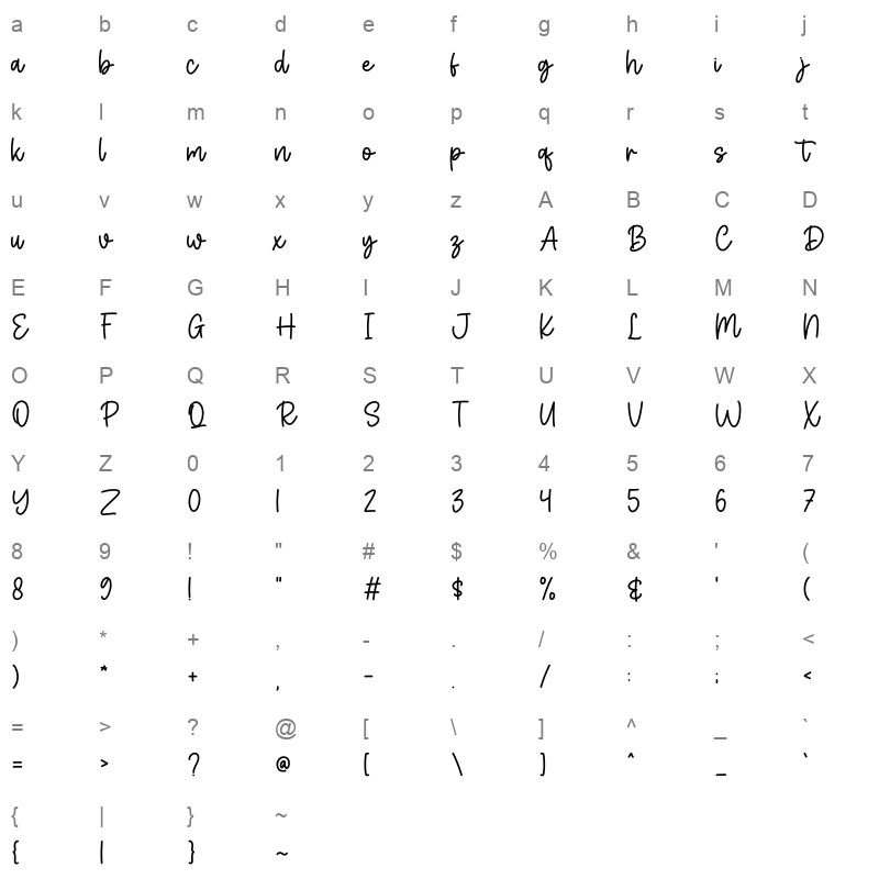 Snowberry OTF Character Map