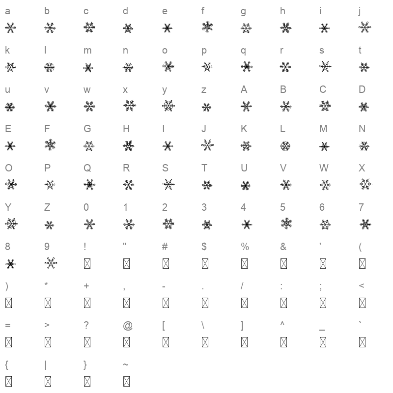 Snowline Character Map