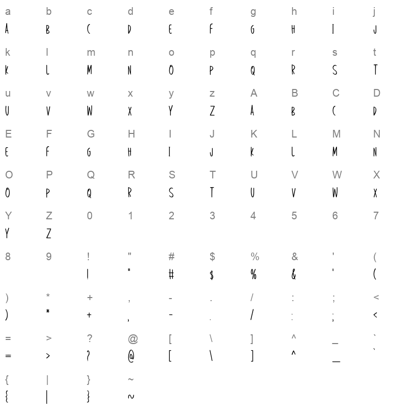 So Much Love OTF Character Map