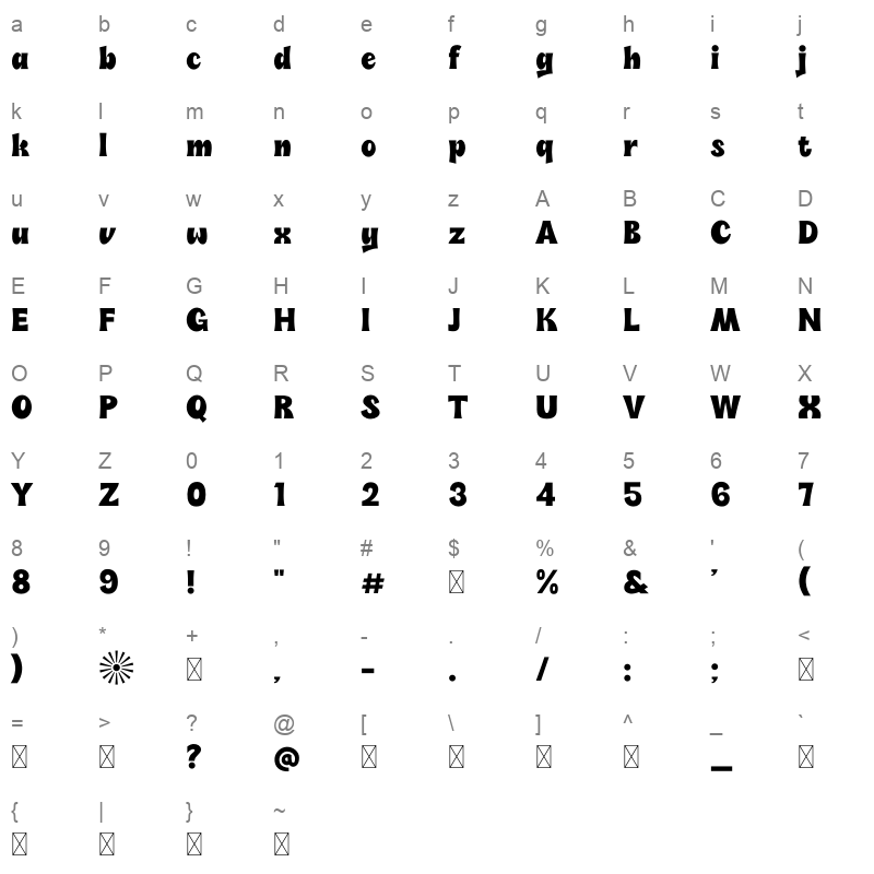 SoliSoleil Bold Character Map
